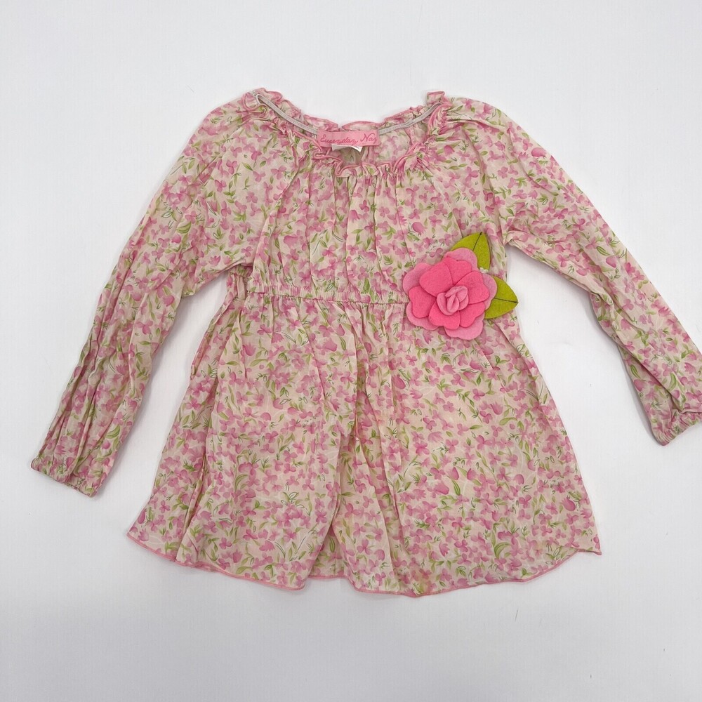 Everyday Nay Shirt Girls 4 T Pink Floral Long Sleeve Tunic ruffle Neck